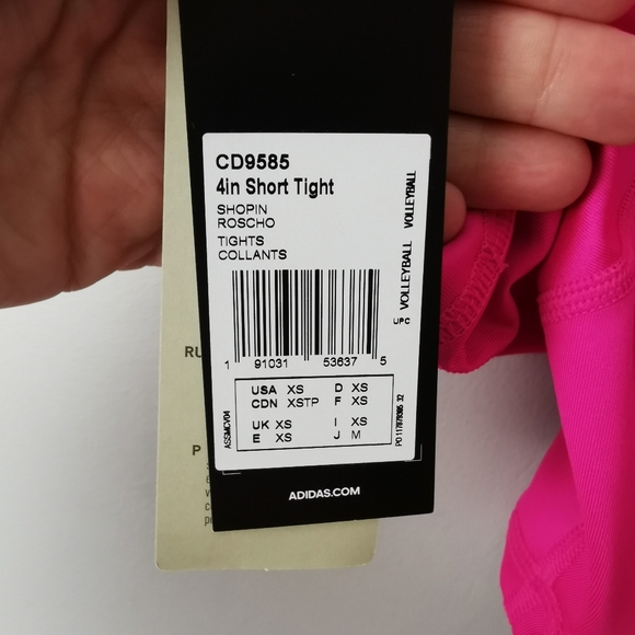 NWT Adidas Compression Fit 4" Shorts XS Hot Pink - Picture 11 of 12